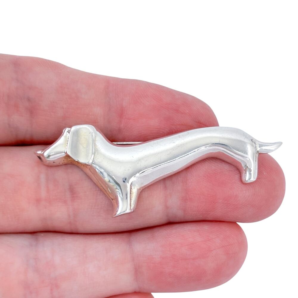 Vintage Mexico Taxco Sterling Silver 925 Dachshund Dog Brooch